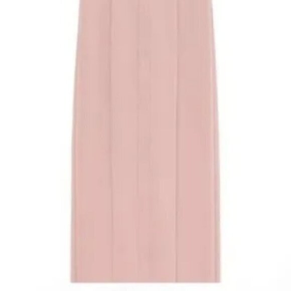 ZARA NWT Baby Light Pink Topstitched Off the Shoulder Bodycon Midi Dress Size M - Picture 7 of 16